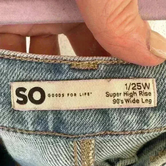 SO distressed jeans. Light/medium wash. Size 1/25. Super high rise 90s wide leg - Picture 3 of 3